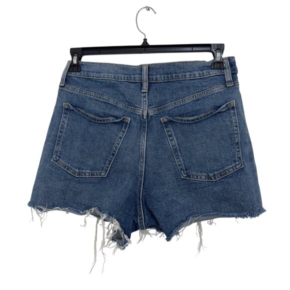 Old Navy Womens Distressed Denim High Rise Shorts Size 10 Sky-Hi A-Line - Picture 2 of 9